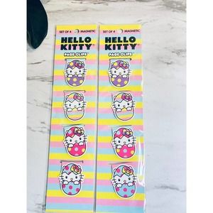 2 Sets Hello Kitty Egg Magnetic Bookmarker Page Clips NEW
